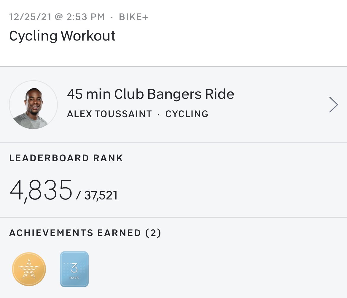 Crushed a new PR on Xmas with my man <a href="/alextoussaint25/">Alex Toussaint</a> on <a href="/onepeloton/">Peloton</a>. It’s been little over a year into this journey so far and I just can’t get enough.