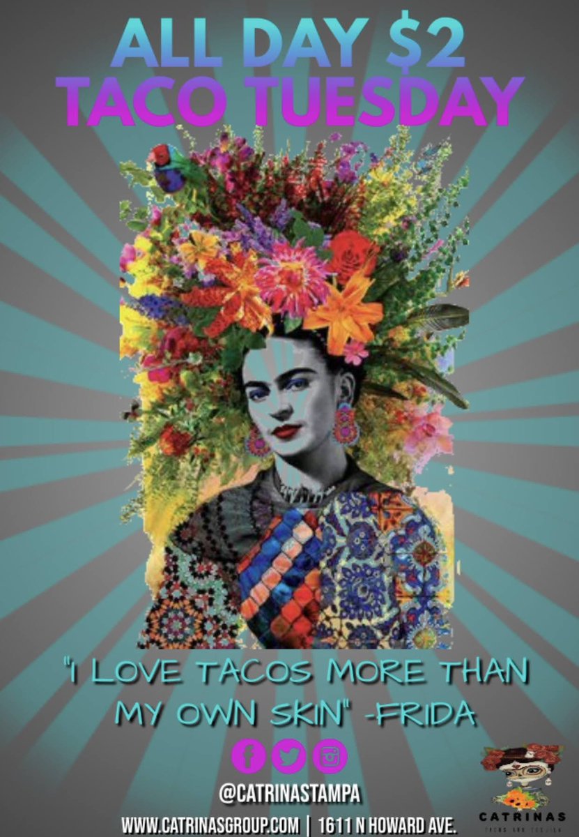 Home of the all day $2 #TacoTuesday on chicken or beef #tacos. #catrinastampa #Tampa #TampaBay #food #ifyoudontlikeitjustguacaway #foodblogger #foodphotography #foodporn #follow #FolloForFolloBack #FoodForThought #taco #quesabirria #Foodies #tacos #guacamole