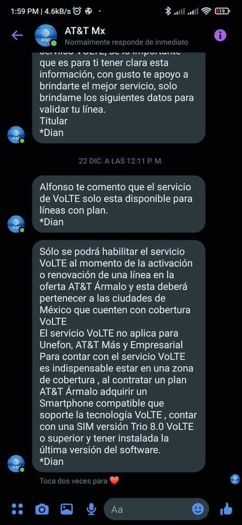Alfonso_GJ's tweet photo. @IFT_MX ¿existe Algún plazo para que @ATTMx active el servicio VoLTE en líneas prepago y no sólo en planes Armalo? ¿Alguien sabe algo al respecto? https://t.co/hxM21x3Fsh