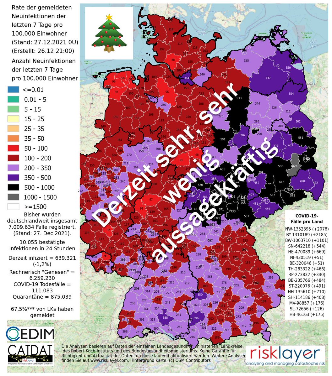 52 Tote 🖤🕯️ in #Deutschland 🇩🇪
10.069 #Corona Fälle

26/12
639k Akt. (-1%) - Dunkelziffer unbekannt aber groß
7-T~236 -17 - Sehr, sehr wenig aussagekräftig
@Nutzer_inaktiv