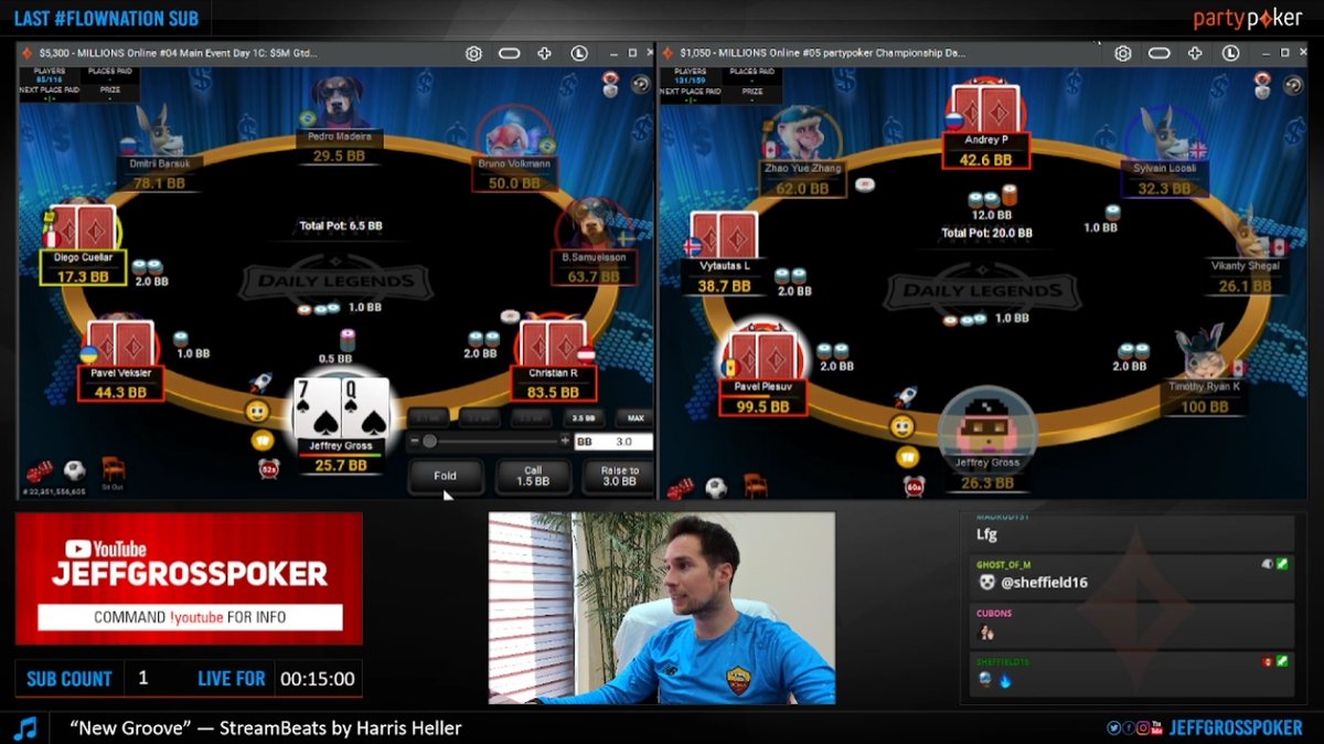 JeffGrossPoker's tweet photo. Giving away 2% of my $5k Millions Main Event score; RT, like, follow &amp; tag a friend to enter!

Huge Sunday of action to close down 2021 playing the $5,300 @partypoker $5M GTD Day 1C + lots of giveaways to do! 🎅🎄🎉

LIVE NOW on https://t.co/Qdn55xjD7A https://t.co/lqxsTUFRba