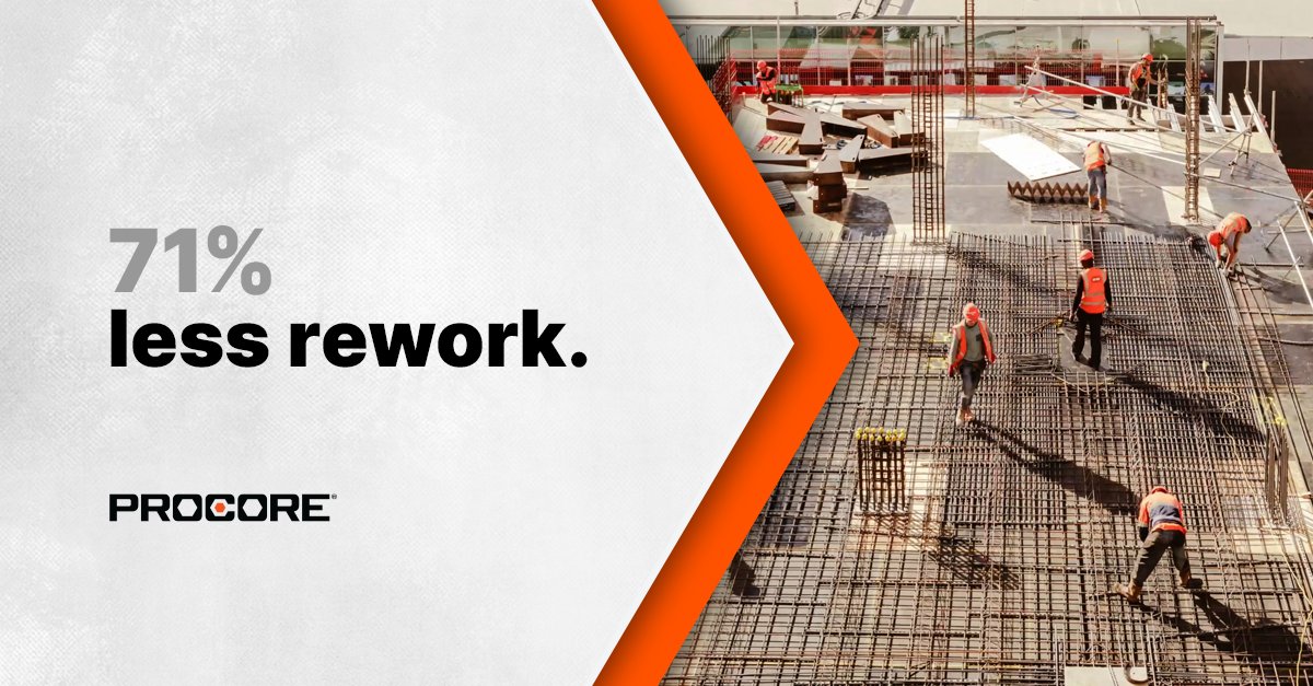 procoretech's tweet photo. 71% of construction companies agree Procore helps reduce the amount of rework on any given project, protecting their bottom line.

See how it's done 👉 https://t.co/NpzUABL3kI

#ProcoreAPAC #BuiltforQuality https://t.co/5TUk1Wgkeu