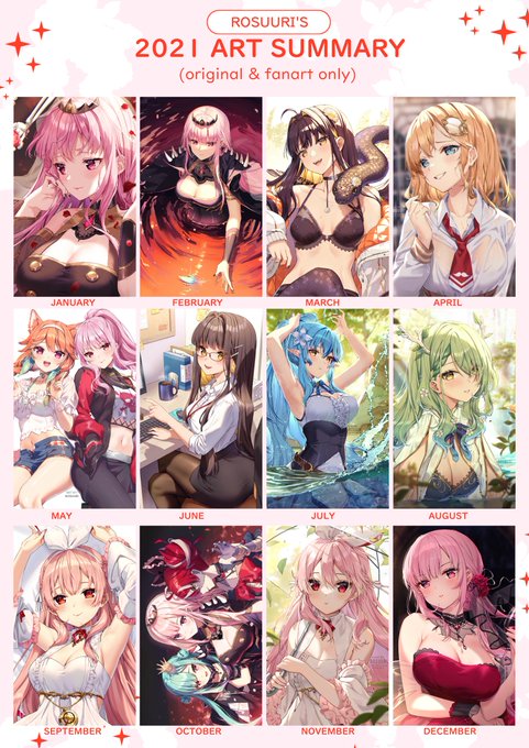 ✨ 2021 Art Summary ✨
←original/fanart ver.  |   work only ver.→
I drew Calli a lot this year...👀💦 