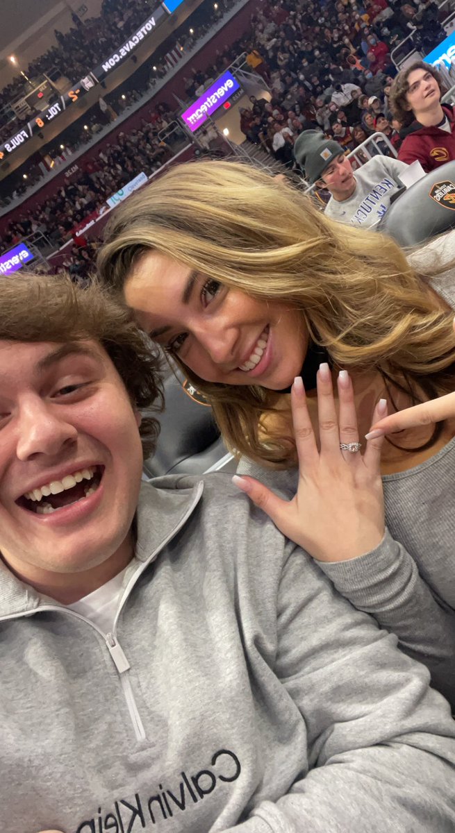 Happy holidays from the cavs game! #justengaged #LetEmKnow #cavs