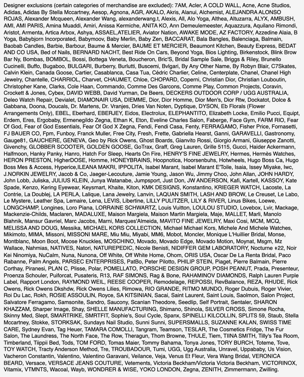Is it just me or are department store coupon exclusions getting more ridiculous by the day? Looking at you <a href="/saks/">Saks Fifth Avenue</a> <a href="/Macys/">Macy's</a> 👀