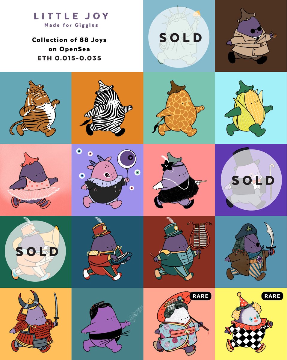 LITTLE JOY | Made for Giggles
opensea.io/collection/lit…

Collection of 88 Joys
69 Joys Created
15 Joys Available
Floor Price: $ETH 0.015

#NFT #nftcollector #NFTcollection