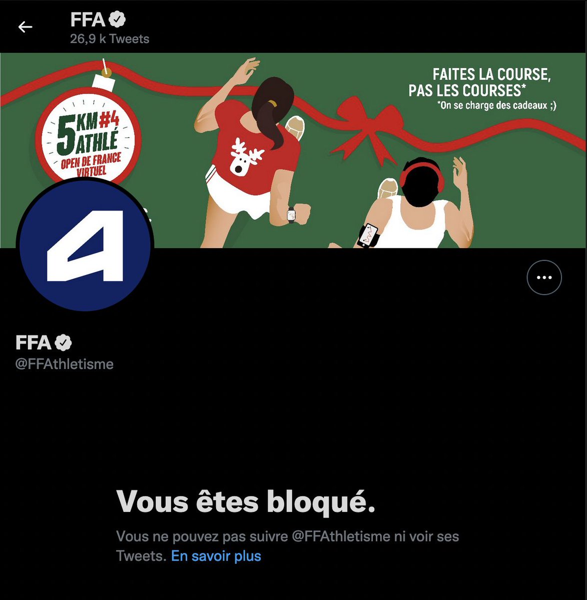 Coïncidence, je sors un article pour expliquer qu'une Fédération de sport de renom ne me paye pas une prestation qu'elle me doit depuis mars 2021 et je vois que je suis bloqué par la <a href="/FFAthletisme/">FFAthlétisme</a>... C'est pas cool ça, pourquoi vous me bloquez ? Visage songeur