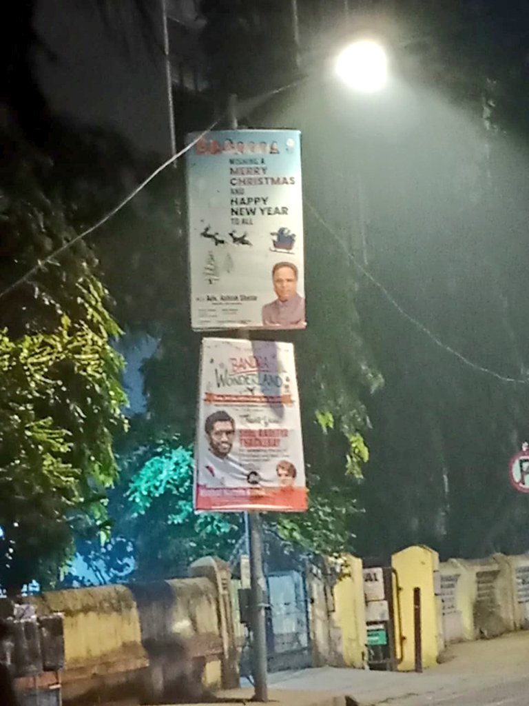 BandraWest50's tweet photo. Illegal political hoardings all over Bandra Reclamation,opp Lilavati hospital to stretch of K.C.Marg. @mybmcWardHW kindly get this removed. #MNCDFflyingSquad @RahebarRaja https://t.co/8woAOmBtz7