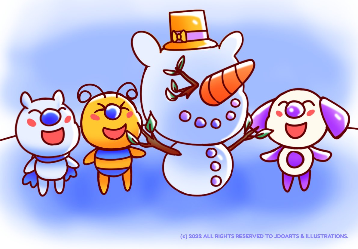 shopbaebees's tweet photo. Hope everyone's holiday celebrations have been going well! Bae-Bee, Bobo and Polulu definitely had a great time making that snowman(???).

Share your exciting moments down below! : )

#holidays #jdoarts #kawaii #illustrations #illust #art #digitalart #mascot #かわいい #baebee https://t.co/gHX41lCf1e