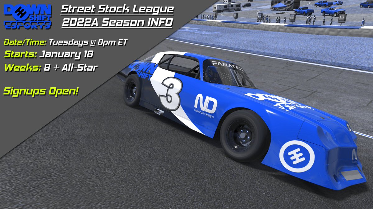 DownshiftE's tweet image. Interested in racing our oval series? Check out the rulebooks and join the Discord for more information!

Discord: discord.gg/CXUU3rzrE3
Street Stock Rulebook: bit.ly/3JeXHEf
ARCA Rulebook: bit.ly/3H0Jvwu
Trucks Rulebook: bit.ly/3JbVLMu