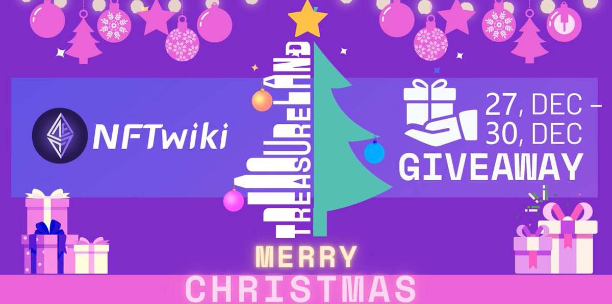 NFTwiki's tweet photo. 🎄Join @TreasurelandNFT  x @NFTwiki  #Christmas #giveaway, Christmas illuminion (NFTs-1155) to be won!🎄
🔸Follow @NFTwiki x @treasurelandnft
🔸Join https://t.co/tFHwxqPbOZ  x https://t.co/rJTxsKygIR
🔸Fill: https://t.co/3dIDad3ftG
 
End: 24:00 UTC, Dec 30 https://t.co/Me7adJzaak