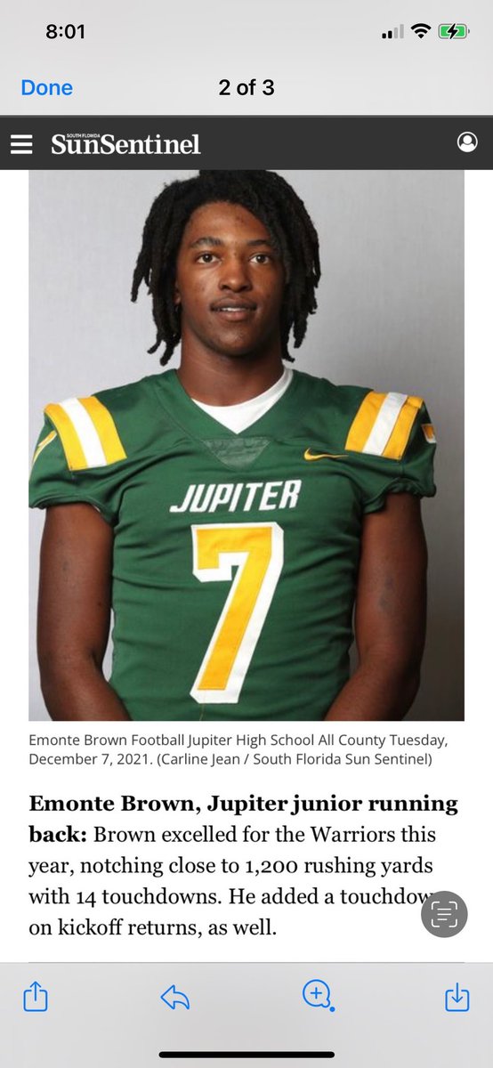 Blessed to be named <a href="/SunSentinel/">South Florida Sun Sentinel</a> First Team All County Offense