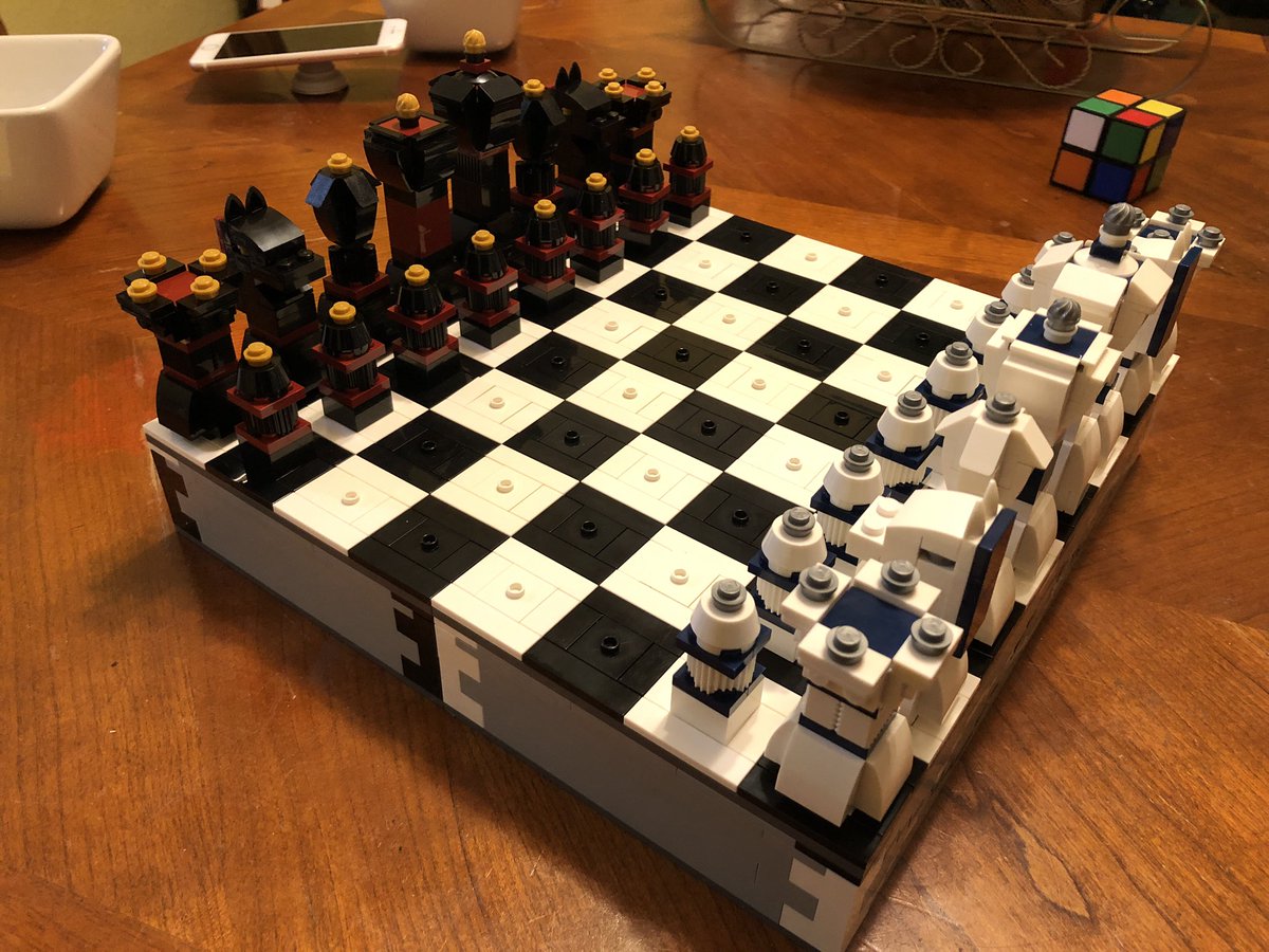 ROHSChess's tweet photo. 1450 pieces to build 32 pieces (and the board), and now ready for play. @LEGO_Group #chess #chessclub #newtoy https://t.co/5TQTAnIt4H