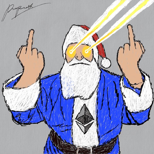 laks's tweet photo. Xmas gift courtesy of @pumpametti , gotta love statement of a big F U to the establishment/ stated norms via crypto culture. LFG. #santametti https://t.co/eVU9a7fchw