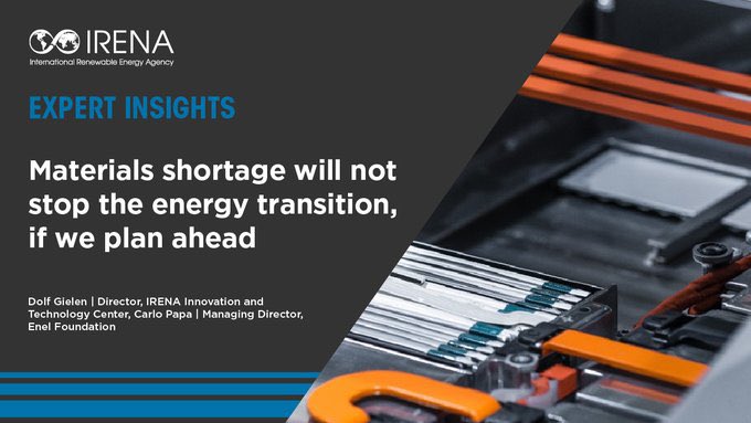 The #EnergyTransition increases demand for minerals &amp; metals, creating the term 'greenflation'.

What does it mean &amp; how does it affect the pace of clean energy transition?

Read the insight of <a href="/IRENA/">IRENA</a> &amp; <a href="/EnelFoundation/">Enel Foundation</a>'s experts in their joint blog post: bit.ly/3dRmJL5