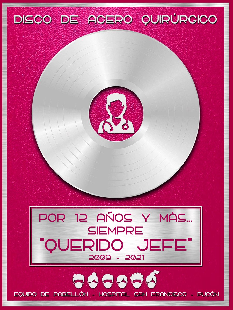 <a href="/colmedtemuco/">ColmedAraucanía</a> <a href="/colmedchile/">Colegio Médico de Chile - Colmed Chile</a> Tuve el honor de hacer ese diseño del “Disco de Acero Quirúrgico”, a solicitud de las profesionales del hospital San Francisco  acá en Puc. Felicidades 👏👏👏👏💓💓💓 por tan merecido galardón .   Un abrazo <a href="/pollopucon/">PUCON POLLOPUCON H.</a>