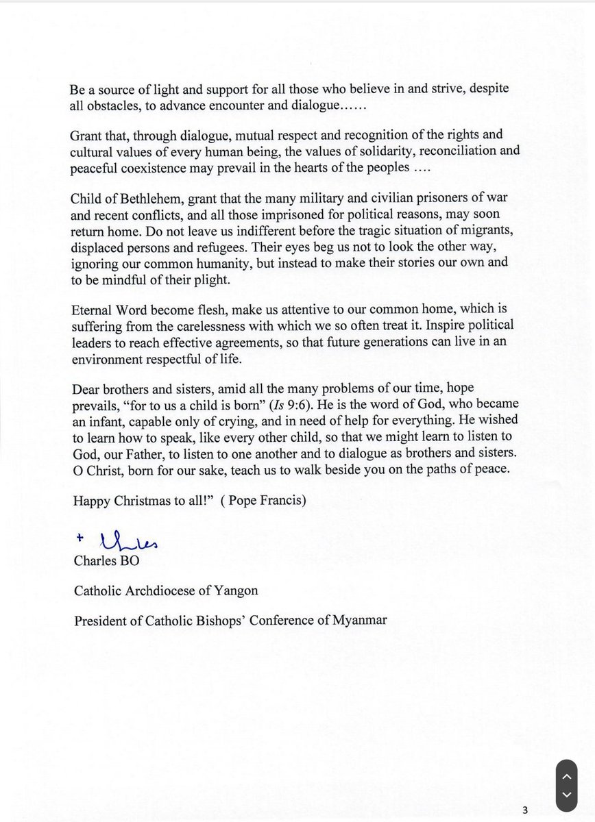 cardinal_bo's tweet photo. Catholic Archbishop's House Press Release, Yangon, Myanmar; "Statement of His Eminence Charles Cardinal Bo, Catholic Archbishop of Yangon, Myanmar" - 26th December 2021 https://t.co/wJKwXKvp1w