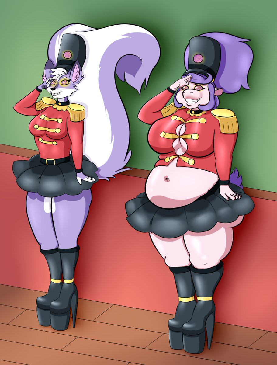puffynpoofy's tweet photo. Two eager new (totally not hypnotized) recruits! Look at their smiles! Such holiday spirit🥲

Note to self: one size fits all uniforms would be a good idea... https://t.co/tfHV41Ns7n