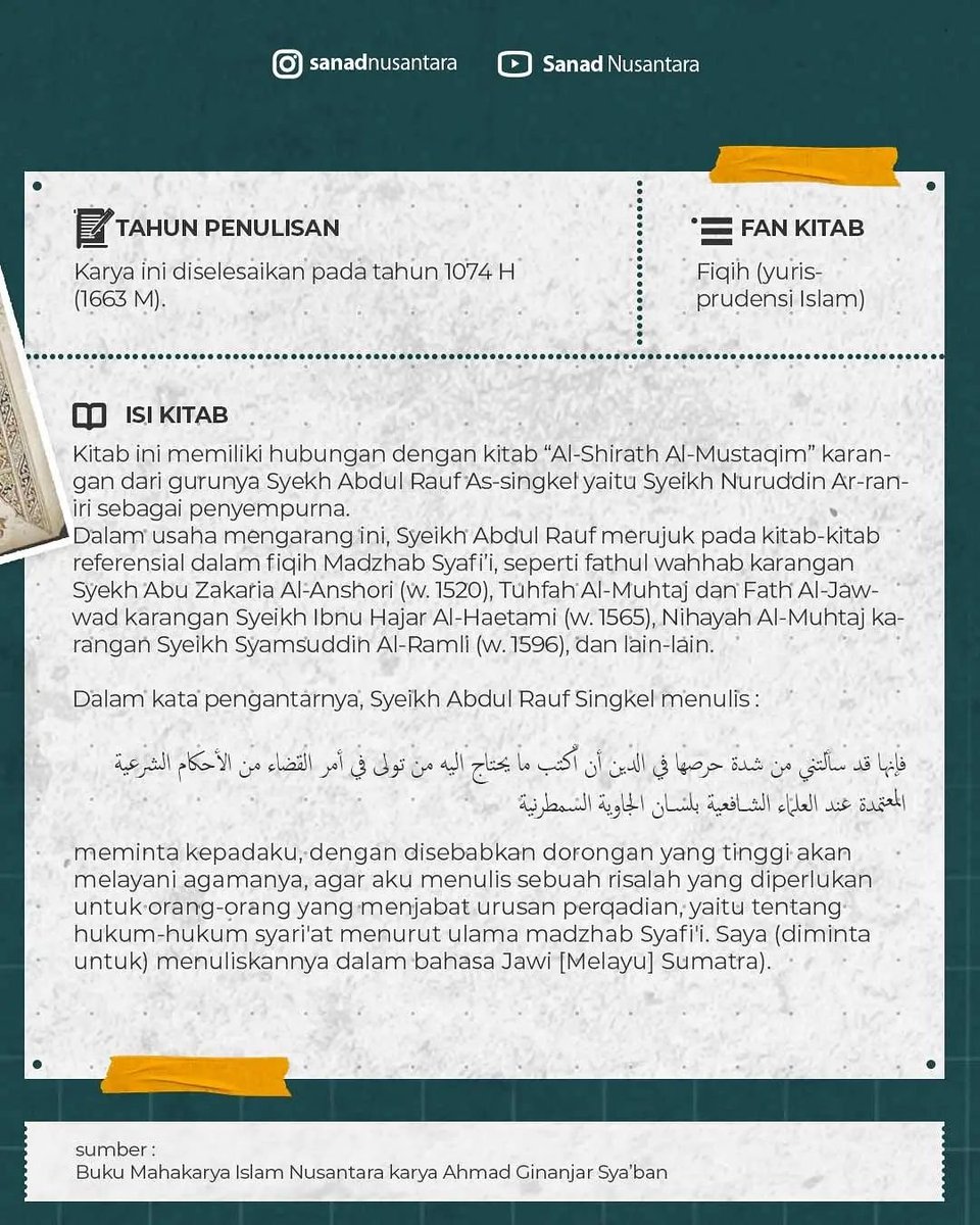 Review Kitab Mir'aht At-Thulab karangan Syeikh Abdul Rauf Singkel

Sumber: Buku Mahakarya Islam Nusantara buah karya Ajengan <a href="/aginanjar_s/">Ahmad Ginanjar Sya'ban</a> 
#sanad #nusantara #Islam
