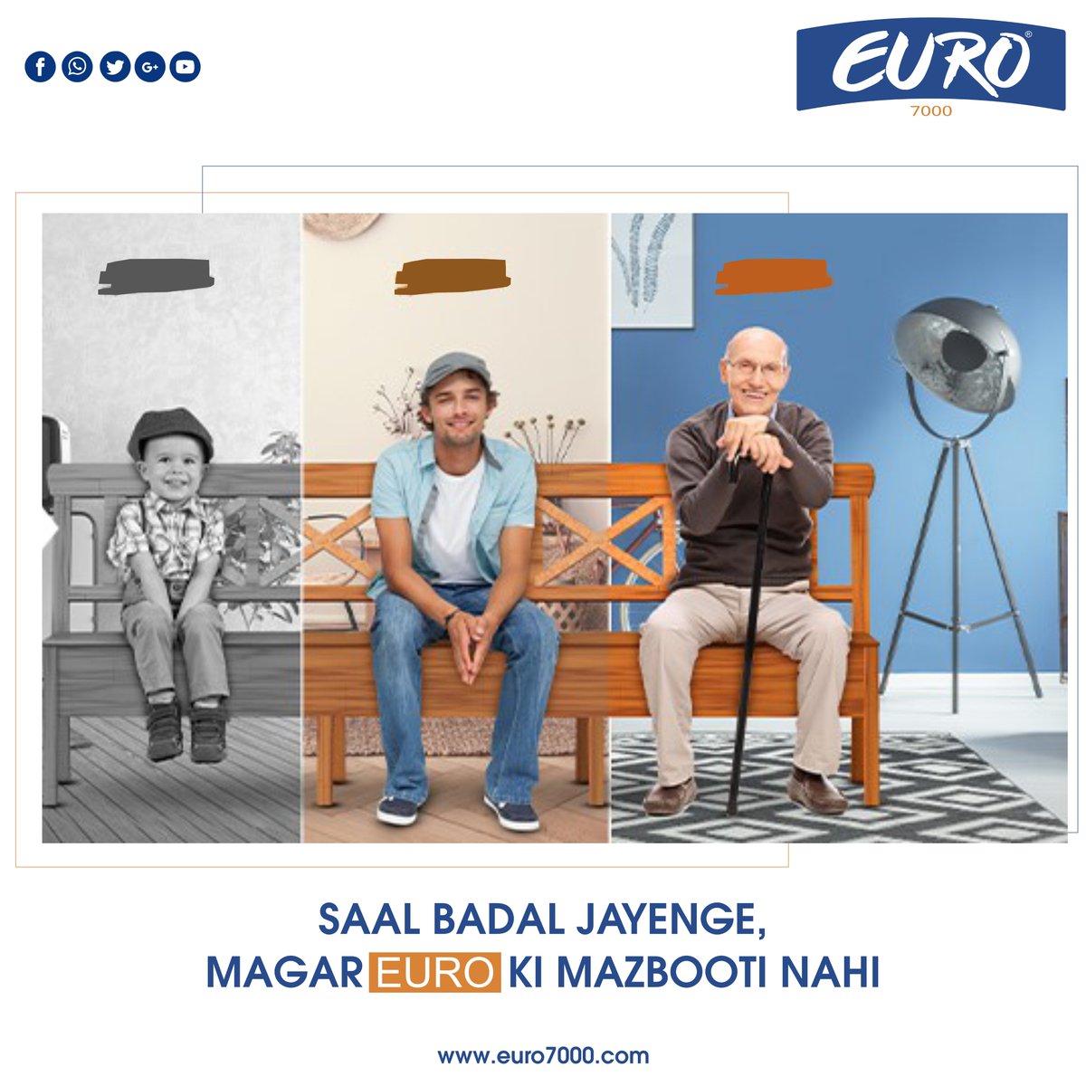 EURO ki mazbooti saloon saal chalegi.
Saal Badal Jayenge, Magar Euro ki Majbooti Nahi
Visit Our Website for Product Details @ euro7000.com
#Euro7000 #Euro7000Adhesives #EuroAdhesives #CarpenterKoSalaam #PakkaJod #PakkaJodHamesha #Adhesives #WP2in1 #Ultra5in1 #EuroXtra