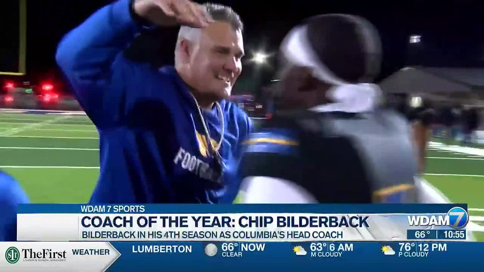 wdam's tweet image. Columbia High School football coach Chip Bilderback named WDAM 7's 'Coach of the Year' &amp;gt;&amp;gt; wdam.com/2021/12/27/col…