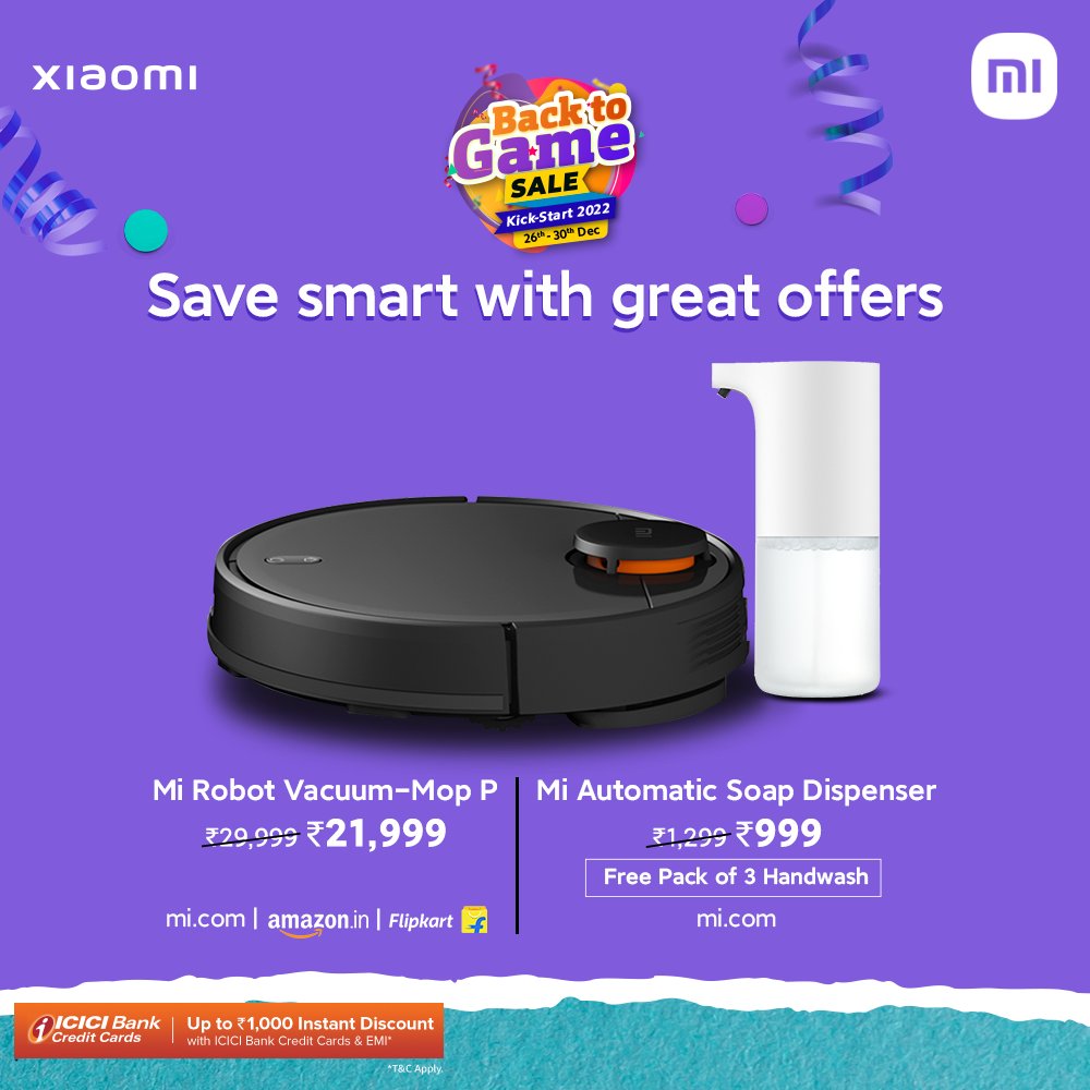 XiaomiIndia's tweet photo. A smart home for the new year is now indispensable with steal deals in the #BackToGameSale.
Head here to upgrade to smart:
https://t.co/xucBnVw3Kl https://t.co/cXijAQodEC