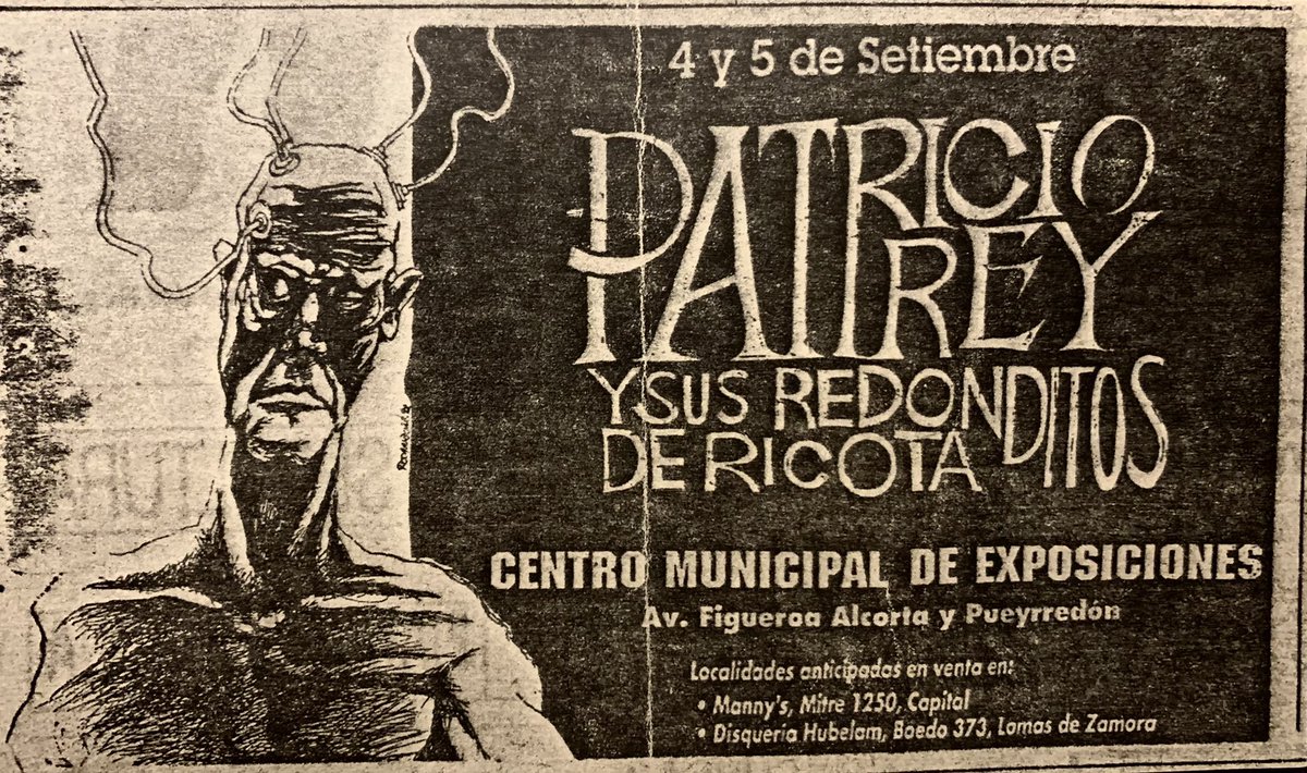 hernanchiesa's tweet photo. Yo, de adolescente, empecé a guardar las entradas de recitales o de los partidos. Acá, la publicidad de un recital de Los Redonditos de Ricota en el Centro Municipal de Exposiciones en 1992, al que fui con mi hermano Fabián. https://t.co/XDMGLuTOPW