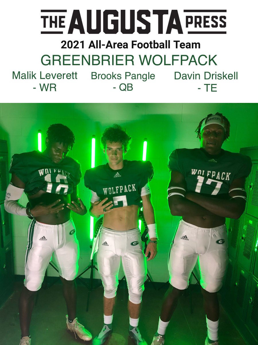 ShanePangle's tweet photo. Congrats to @MLeverettt , @brooks_pangle and @DavinDriskell for making The Augusta Press 2021 All-Area Football Team!!  Great season fellas! Go Pack!

https://t.co/zVkIMM12Lv

@PackFB @ABSportsline @AugustaPress @AugBball @Mansell247 https://t.co/AocJOE8EeD