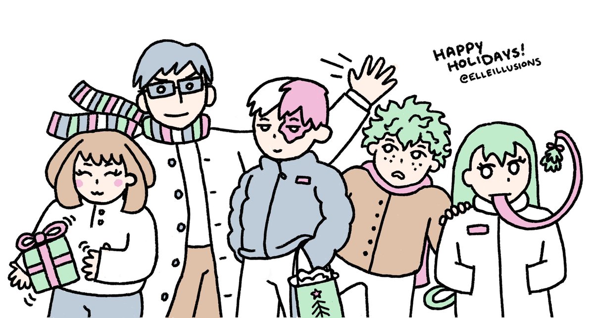 elleillusions's tweet photo. forgot to share this yesterday…happy holidays from the #dekusquad and me!🎄✨ #mha #bnha https://t.co/0xUf3DETZa