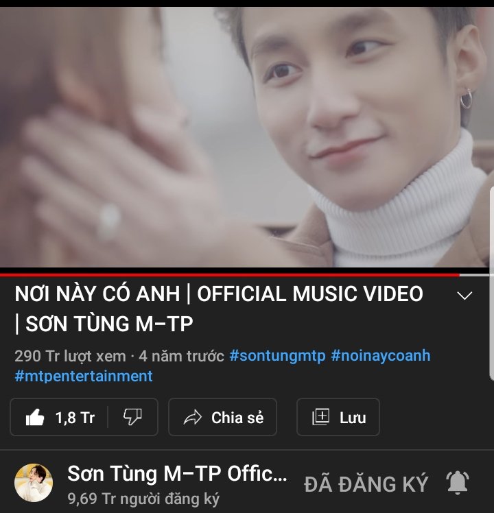 SKYMTP1603's tweet photo. Chúc mừng MV Nơi Này Có Anh đạt 290 triệu view trên Youtube 🎉🎉

NƠI NÀY CÓ ANH

@sontungmtp777 

#STANWORLD 
#SonTungMTP 
#SKYMTP
#NNCA_290MViewsOnYoutube https://t.co/ooBVDxkbeC
