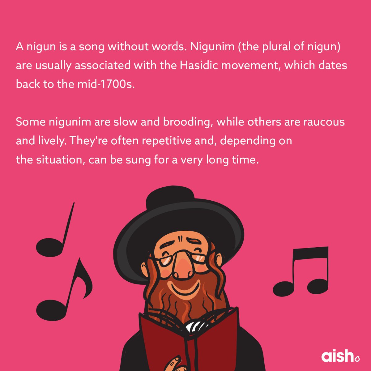 AishJewish's tweet image. Nigunim, or wordless melodies, are powerful melodic songs usually associated with the Hasidic movement. Nigunim are often simple and repetitive, and help the singer reach an elevated, transcendent state. /1