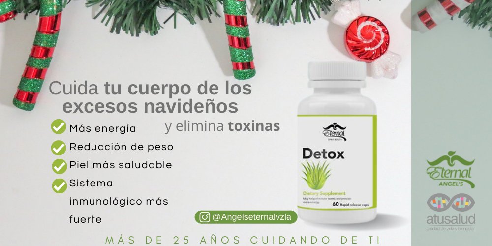 atusaludenlinea's tweet photo. En diciembre solemos tener algunos excesos con nuestra deliciosa comida navideña.
#Detox de #AngelsEternal es una excelente opción depurativa para estas fechas. (Consulta a tu médico).
📲 https://t.co/LuJY5J97gU https://t.co/KwRRdJqJ6a