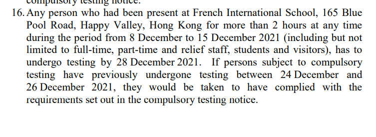 #HongKong
Suite à un cas confirmé (non local) de #Covid19, et deux cas préliminairement positifs, toutes personnes ayant été présentes dans 24 lieux spécifiques doivent se faire tester. Ces lieux incluent le lycée français international (Blue Pool).

info.gov.hk/gia/general/20…