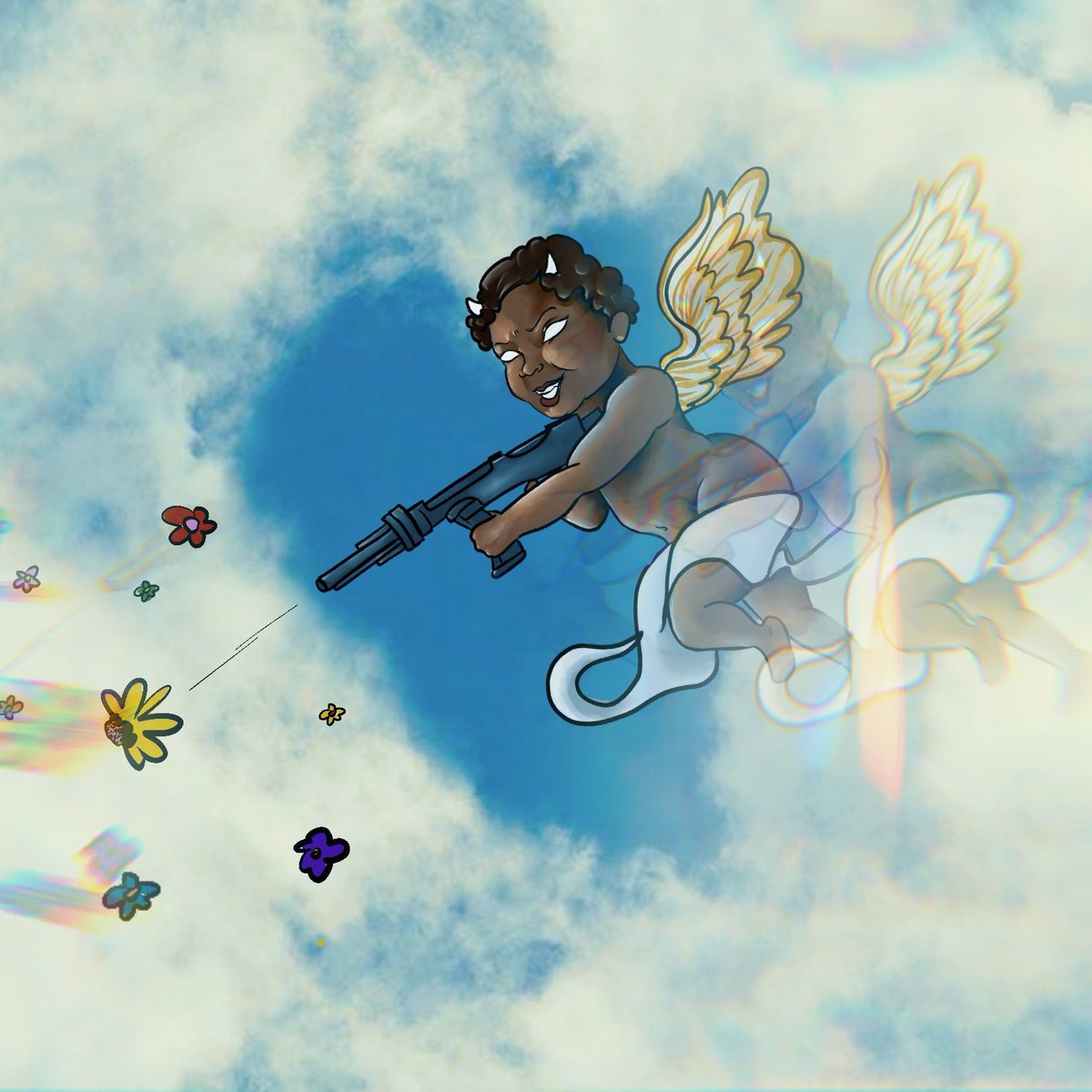 Armed with a loaded G.U.N #blackart #womeninnft #justbee #God #Universe #Nature