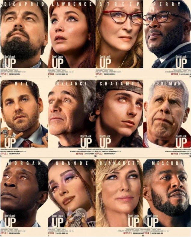 alexismoncayo's tweet photo. La película de la que todos hablan en Twitter, #DontLookUp es una crítica muy fina y sarcástica del sistema, la política que lo banaliza todo, los medios que entrevistan brujas y una sociedad que consume porquerías. Si no lo han hecho aún, véanla. https://t.co/ka5lr6O9dj