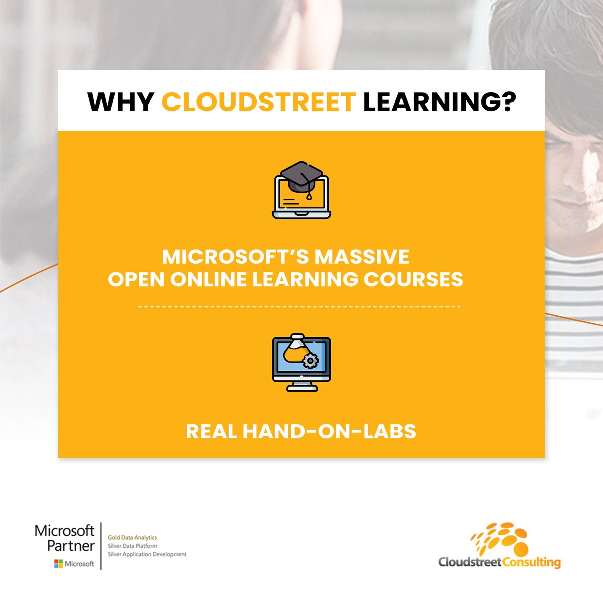 CloudstreetC's tweet image. @CloudstreetConsulting is a #MicrosoftLearningPartner and #GoldPartner in #DataAnalytics (Big Datastream). Our training consultants include Peter O’Gorman, Yuba Panta, and Rahul Shokeen, plus 5 additional Microsoft Certified Trainers