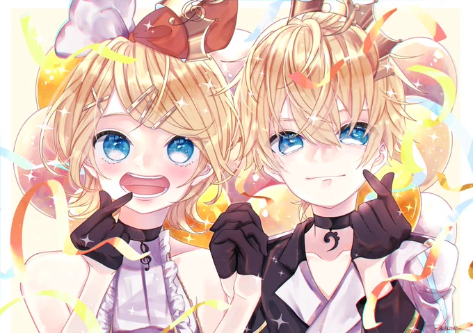 リンちゃんレンくん14歳おめでとう!!!!
🍊🧡🍌💛
#鏡音生誕祭2021
#鏡音誕生祭2021 
#鏡音14誕 