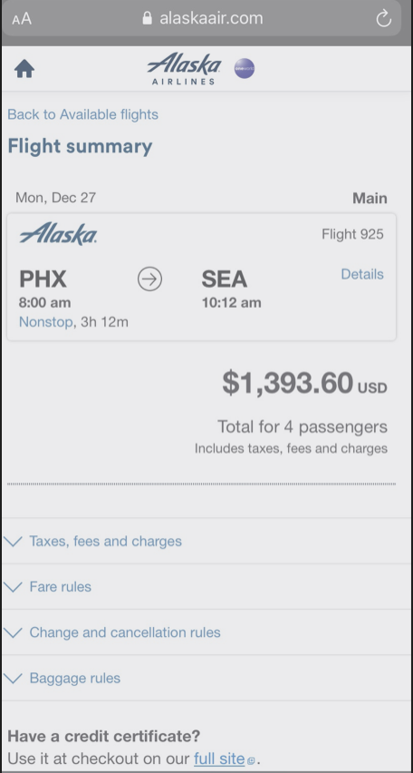 Our flight with our kids returning home from Christmas vacation just got cancelled due to weather and rescheduled for the 28th with a connection, yet if we want to spend over a grand we can get home first thing tomorrow morning? #epicfail <a href="/AlaskaAir/">Alaska Airlines</a>