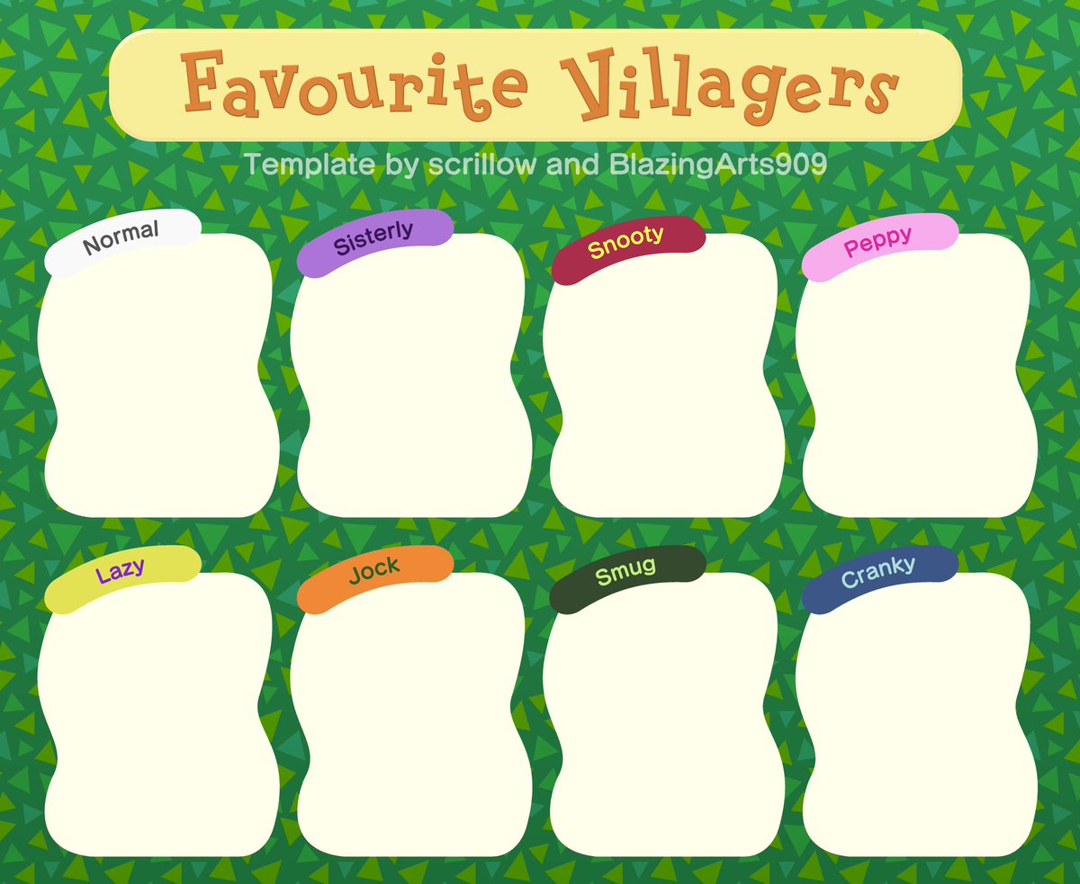 blazingarts909's tweet photo. Me and @scrill0w made an Animal Crossing villager template! I want to see all your guys’ completed pics! You can draw or just place pictures, I want to see everyone’s choices! #AnimalCrossing #AnimalCrossingNewHorizons https://t.co/NafU35kf11