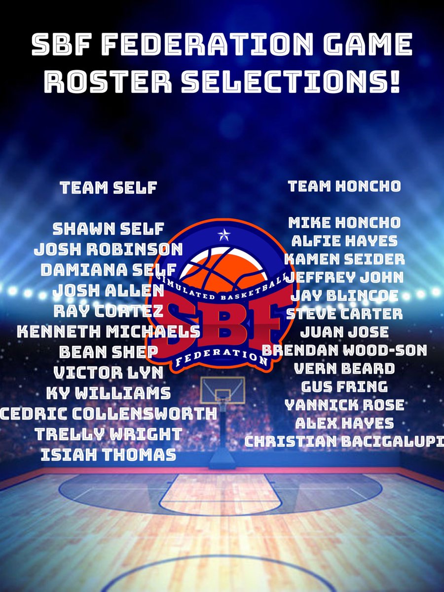 SBFleague's tweet photo. The Federation game will be played tomorrow night on YouTube!! Team Shawn Self takes on Team Mike Honcho! Graphic courtesy of our very own Shawn Self. https://t.co/rJsjiDJRqs