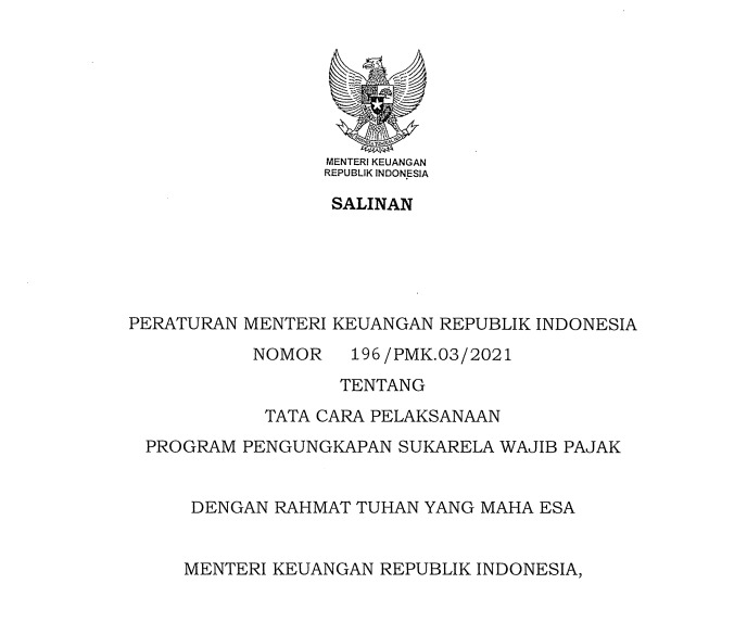 Yuk Mari Unduh Peraturan Menteri Keuangan Nomor 196/PMK.03/2021 tentang Program Pengungkapan Sukarela Wajib Pajak

Di Laman Landas Program Pengungkapan Sukarela

pajak.go.id/pps