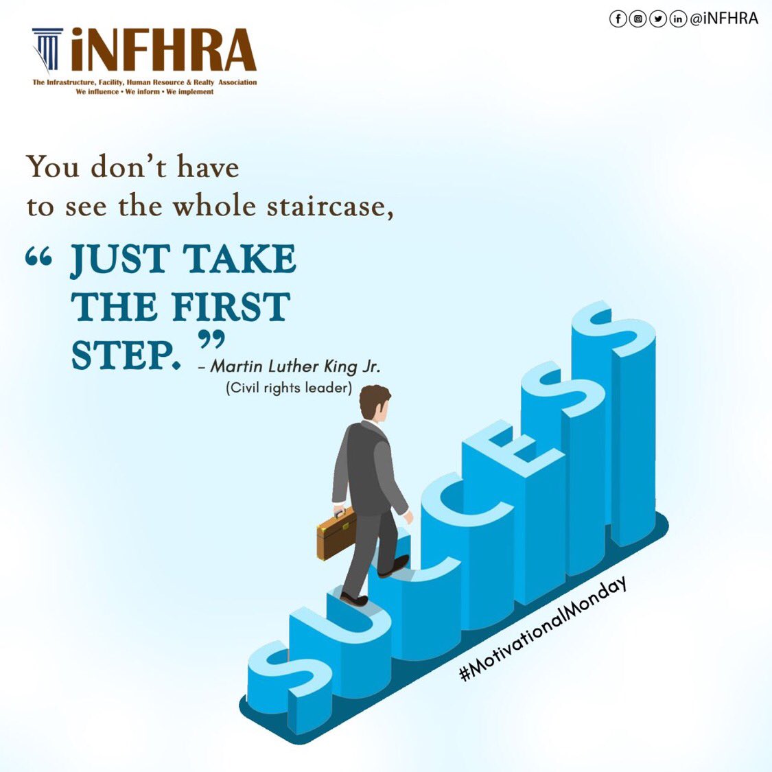With the faith that the rest of the staircase is there, manage to keep taking step after step.

#firststep #motivationalmonday #motivationalquotes #inspiration #weeklymotivation #motivationalwords #quoteoftheday #getmotivated #successtips #successful #martinlutherkingjr
