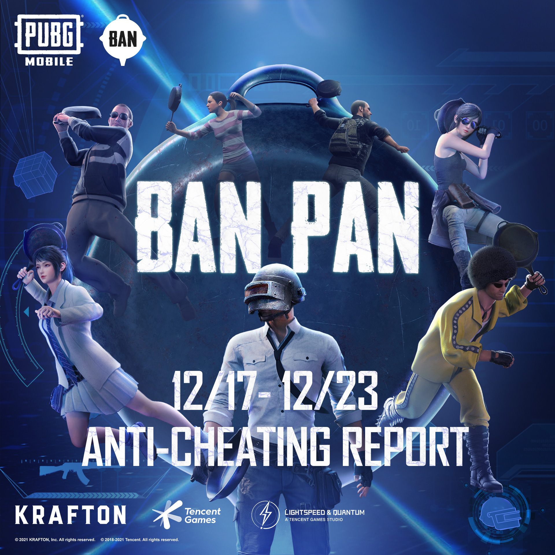 Pubg Mobile Banpan Report From 12 17 To 12 23 We Permanently Suspended 6 574 Cheaters During Week 50 We Removed 5 810 Online Cheat Ads With 13 410 127 Followers And Views Report