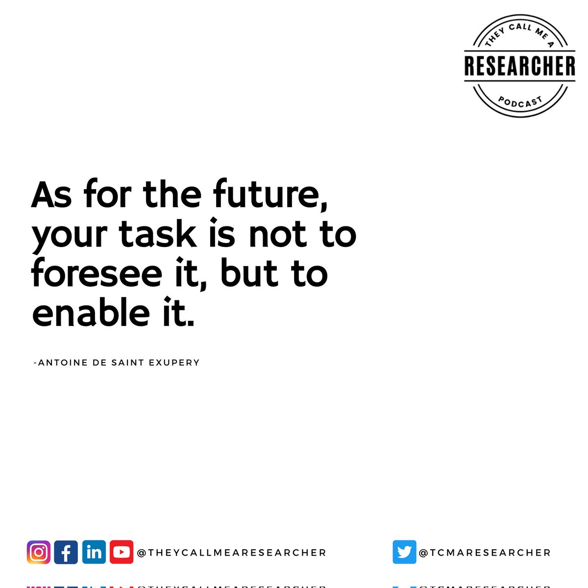 TCMAResearcher's tweet photo. And research is the means to do it. 

Do you Agree?

If yes, how are you enabling the future through your research work?

@PhDVoice @PostdocVoice #AcademicChatter #AcademicTwitter #phdchats #researchquotes #theycallmearesearcher #researchmemes https://t.co/igIT4aroOm