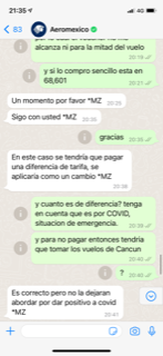 josearo's tweet photo. Atención! Aeromexico 
@aeromexico @AM_Escucha
  Con un vuelo MAD-MEX-CUN-MEX-MAD Después del vuelo a Mexico di positivo a COVID, si quiero mantener mi vuelo a Madrid en 3 semanas para regresar a casa tengo que pagar 18 mil pesos por cambio o volar a Cancun con Covid pasado mañana https://t.co/33eSiFRyR1
