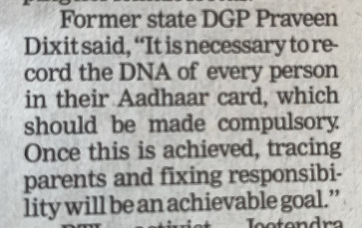 suchetadalal's tweet photo. This is in TOI today. Need some basic training and understanding to be imparted to senior Govt officials about privacy and rights! Frightening! ⁦@roadscholarz⁩ #aadhar #privacy ⁦@internetfreedom⁩ 🤦🏻‍♀️🙄 https://t.co/HrWn8DhlQL