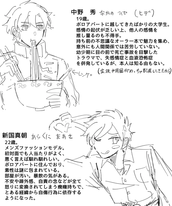 今頑張って描いてるBL漫画。
情緒が欠乏してる男×情緒が暴発してる男 