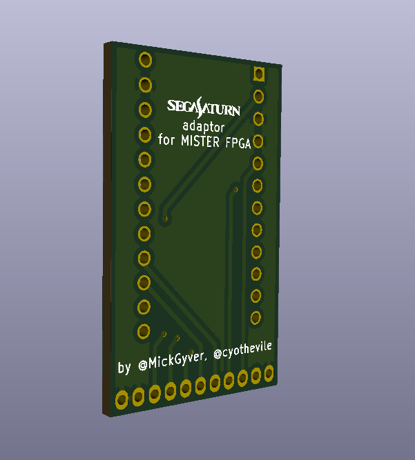 cyothevile's tweet photo. I have made simple adaptor for Saturn controller for MISTER FPGA computer. Originally this was private project. It uses authentic Saturn port from dead Saturn
V2 will use maybe extension cable piece or card-edge with metal springs. Photo is bottom render.
https://t.co/j7UVMPHkAd https://t.co/MFDqOaFWB8