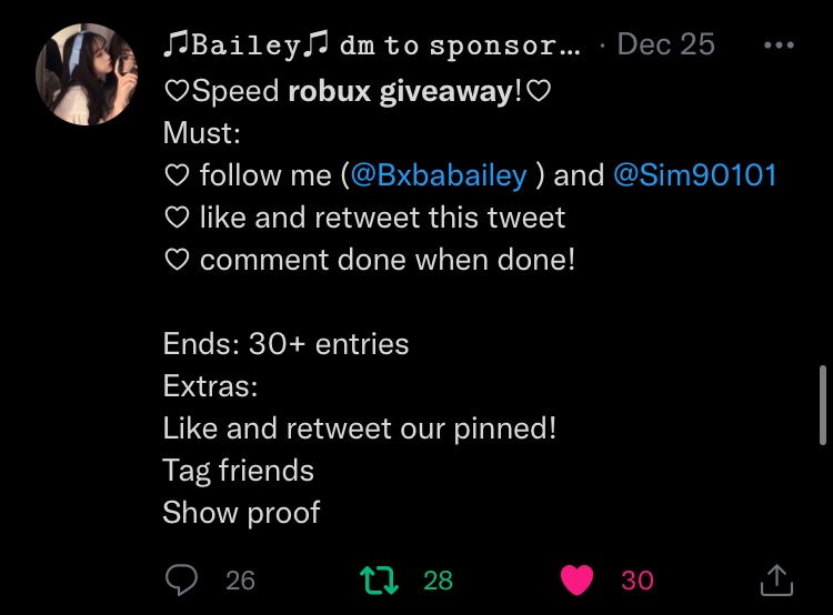 ARandomRblxDev's tweet photo. @Bxbabailey @Sim90101 Done!
Tag a friend: @Crit69723962 
Proof: https://t.co/15Yz9ltFNq