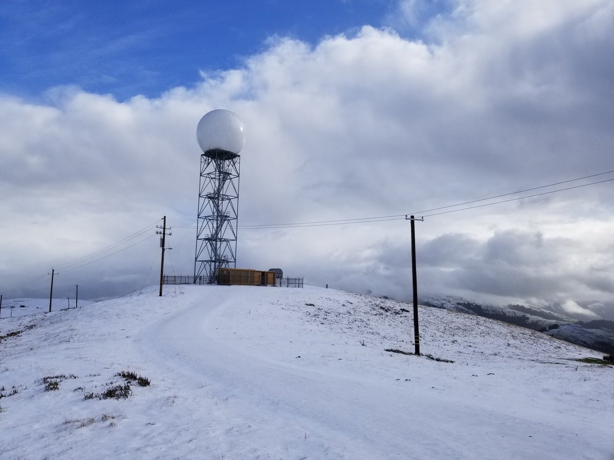 Our radar was acting up this afternoon, so the technicians had to go up there to fix the issue. We were fortunate enough that one of them snapped a picture!
